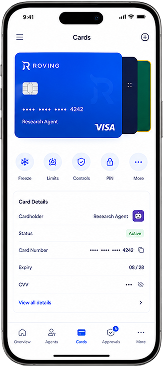 Roving virtual cards on mobile